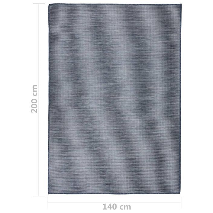 Tapis à tissage plat d'extérieur 140x200 cm Bleu - Photo n°6