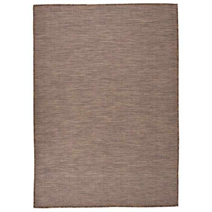 Tapis à tissage plat d'extérieur 140x200 cm Marron - Photo n°1