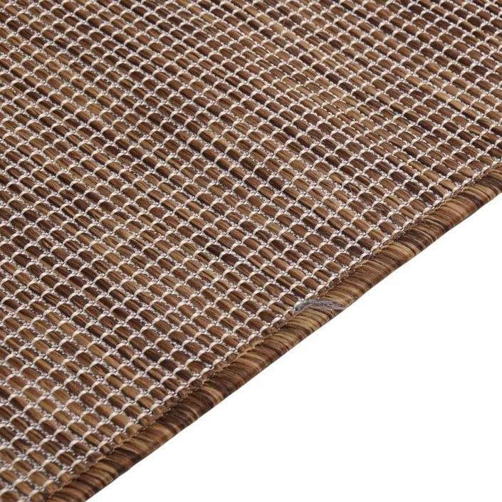 Tapis à tissage plat d'extérieur 140x200 cm Marron - Photo n°4