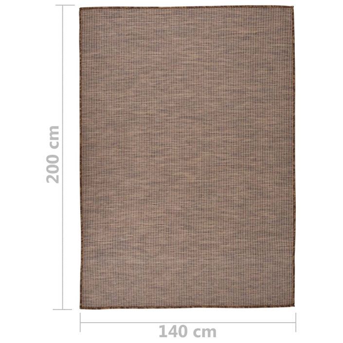 Tapis à tissage plat d'extérieur 140x200 cm Marron - Photo n°6