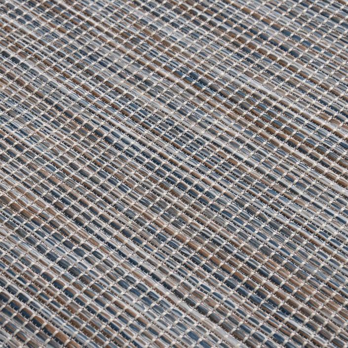 Tapis à tissage plat d'extérieur 140x200 cm Marron et noir - Photo n°5