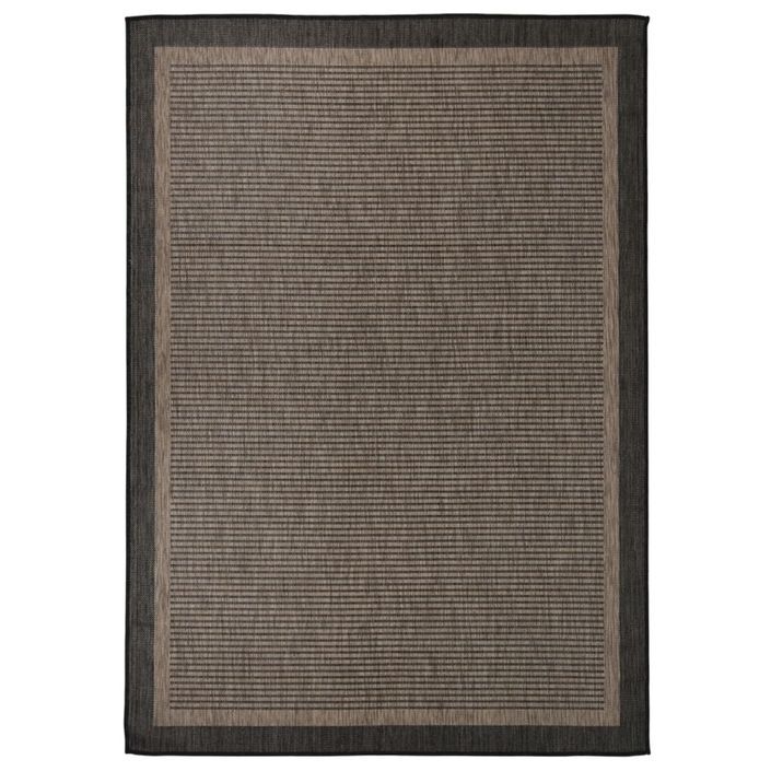 Tapis à tissage plat d'extérieur 140x200 cm Marron foncé - Photo n°1