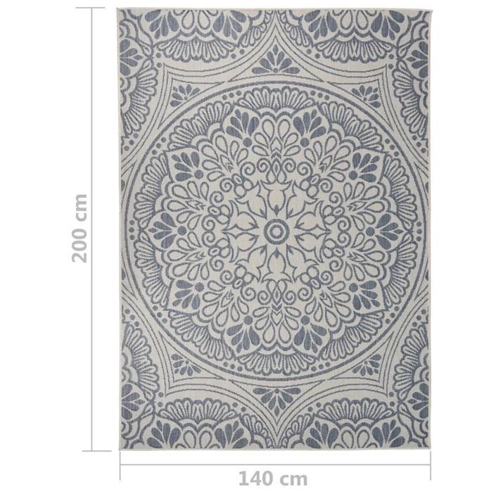 Tapis à tissage plat d'extérieur 140x200 cm Motif bleu - Photo n°6