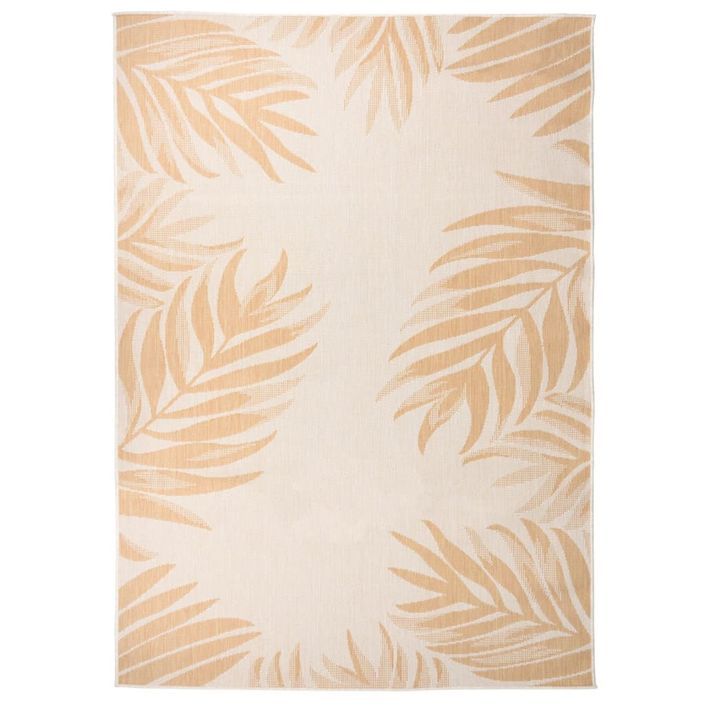 Tapis à tissage plat d'extérieur 140x200 cm Motif de feuille - Photo n°1