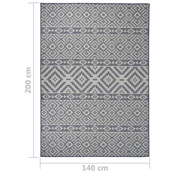 Tapis à tissage plat d'extérieur 140x200 cm Rayures bleues - Photo n°6