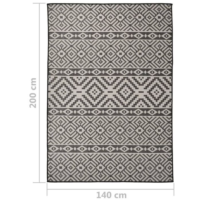 Tapis à tissage plat d'extérieur 140x200 cm Rayures noires - Photo n°6