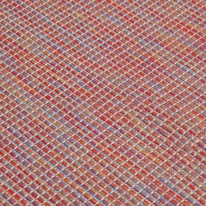 Tapis à tissage plat d'extérieur 140x200 cm Rouge - Photo n°5