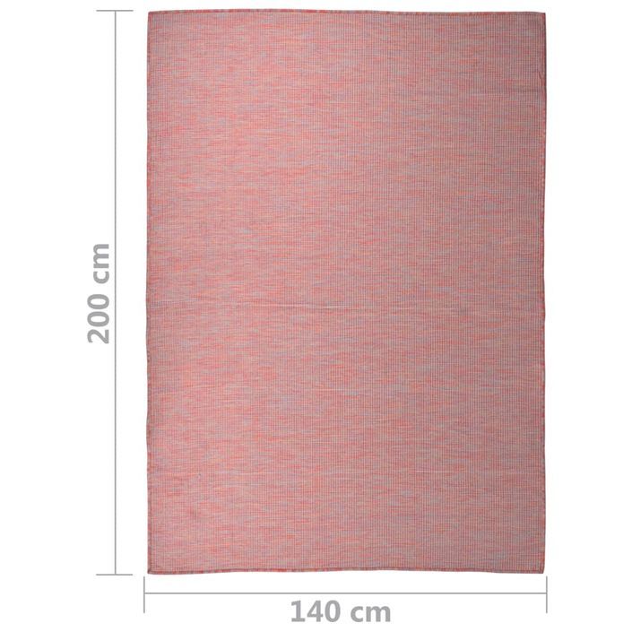 Tapis à tissage plat d'extérieur 140x200 cm Rouge - Photo n°6