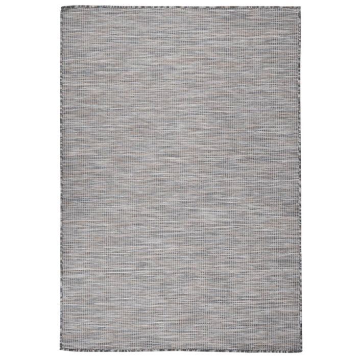 Tapis à tissage plat d'extérieur 160x230 cm Marron et noir - Photo n°1