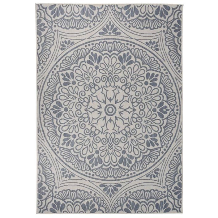 Tapis à tissage plat d'extérieur 160x230 cm Motif bleu - Photo n°1