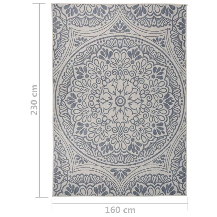 Tapis à tissage plat d'extérieur 160x230 cm Motif bleu - Photo n°6