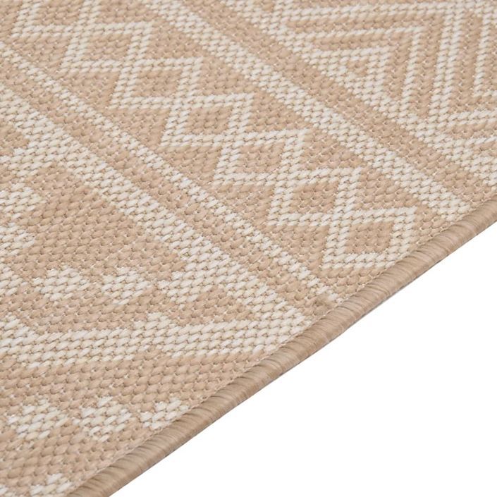 Tapis à tissage plat d'extérieur 160x230 cm Rayures brunes - Photo n°4