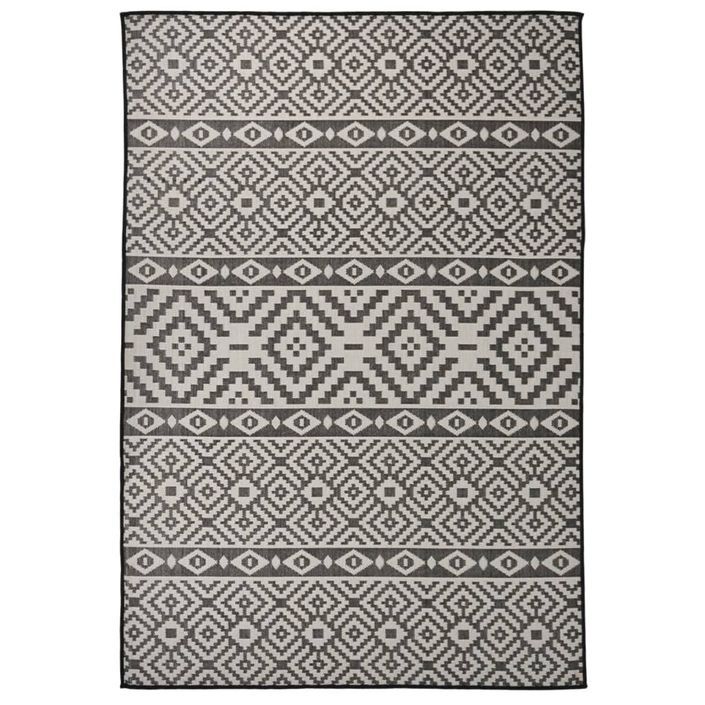 Tapis à tissage plat d'extérieur 160x230 cm Rayures noires - Photo n°1