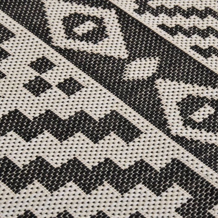 Tapis à tissage plat d'extérieur 160x230 cm Rayures noires - Photo n°5