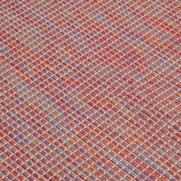 Tapis à tissage plat d'extérieur 160x230 cm Rouge - Photo n°5