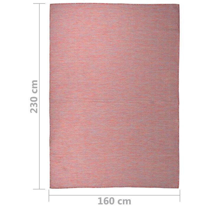 Tapis à tissage plat d'extérieur 160x230 cm Rouge - Photo n°6