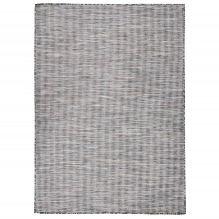 Tapis à tissage plat d'extérieur 200x280 cm Marron et noir - Photo n°1