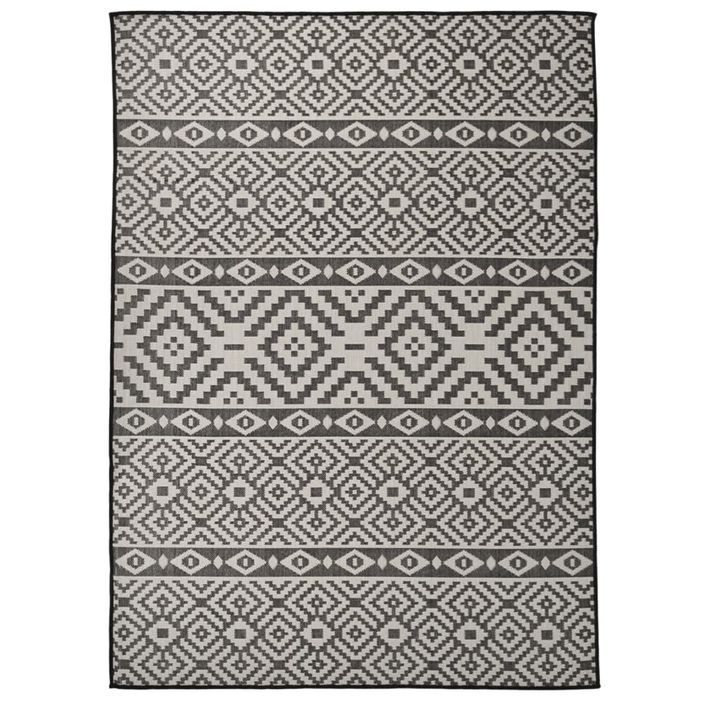 Tapis à tissage plat d'extérieur 200x280 cm Rayures noires - Photo n°1