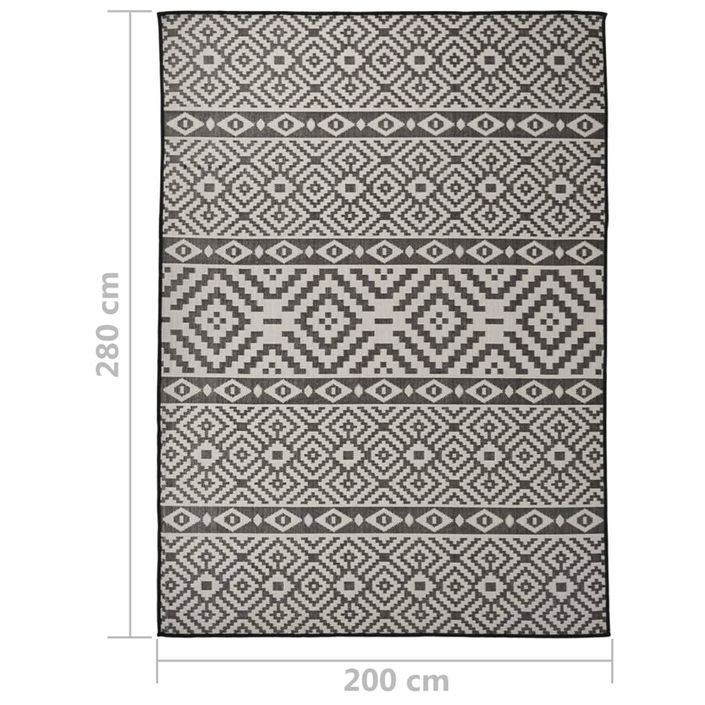 Tapis à tissage plat d'extérieur 200x280 cm Rayures noires - Photo n°6