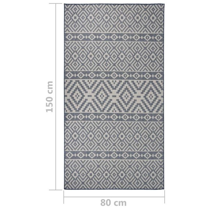 Tapis à tissage plat d'extérieur 80x150 cm Rayures bleues - Photo n°6