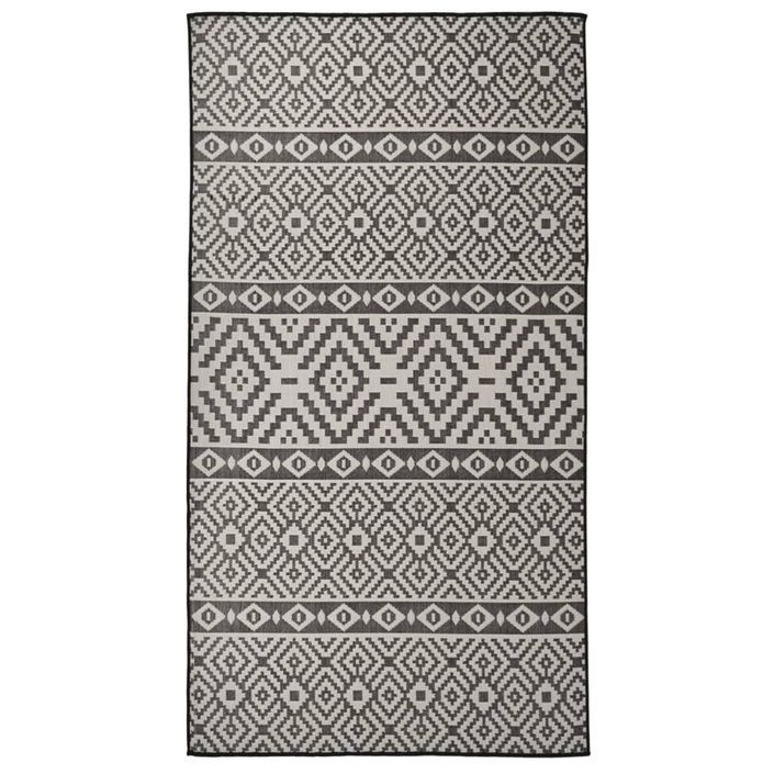 Tapis à tissage plat d'extérieur 80x150 cm Rayures noires - Photo n°1