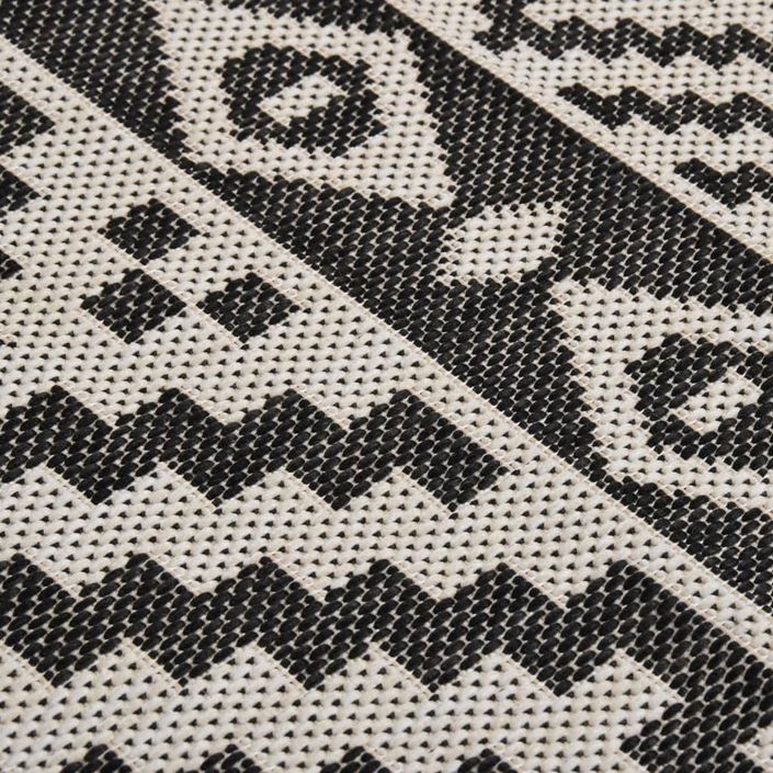 Tapis à tissage plat d'extérieur 80x150 cm Rayures noires - Photo n°5