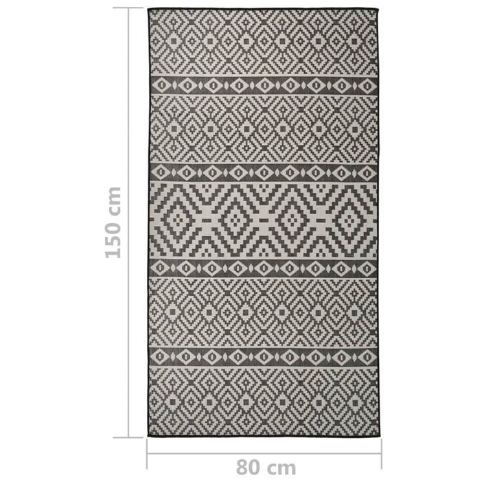 Tapis à tissage plat d'extérieur 80x150 cm Rayures noires - Photo n°6