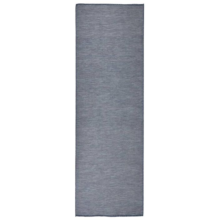 Tapis à tissage plat d'extérieur 80x250 cm Bleu - Photo n°1