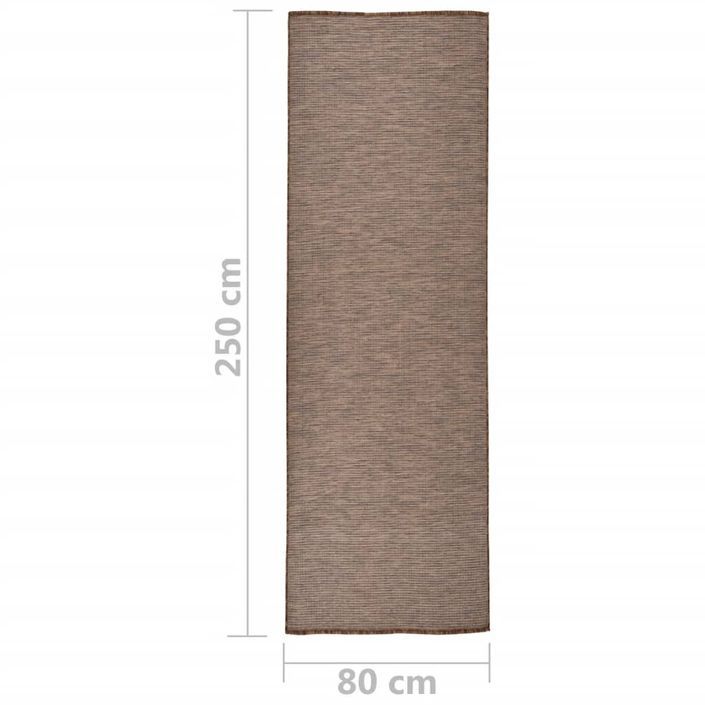 Tapis à tissage plat d'extérieur 80x250 cm Marron - Photo n°6