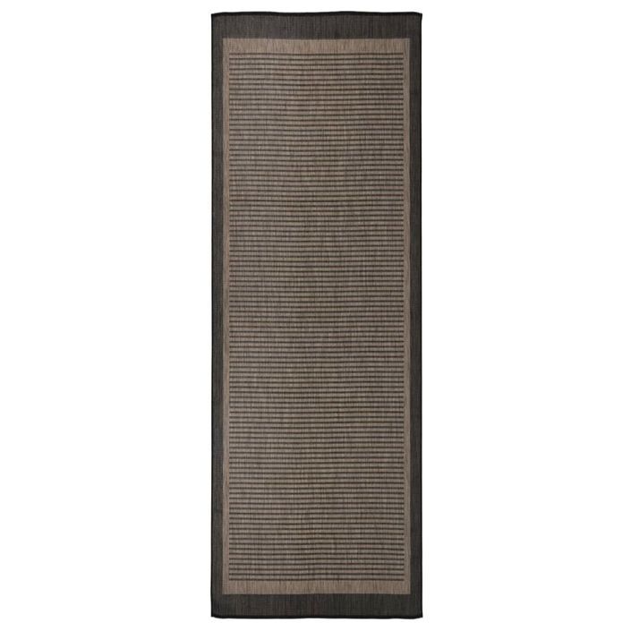 Tapis à tissage plat d'extérieur 80x250 cm Marron foncé - Photo n°1