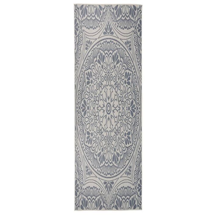 Tapis à tissage plat d'extérieur 80x250 cm Motif bleu - Photo n°1