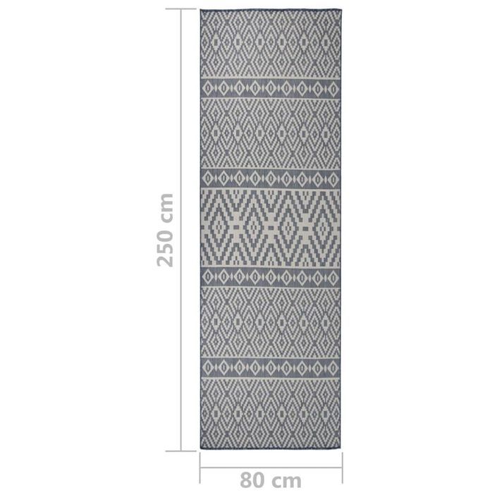 Tapis à tissage plat d'extérieur 80x250 cm Rayures bleues - Photo n°6