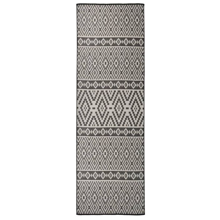 Tapis à tissage plat d'extérieur 80x250 cm Rayures noires - Photo n°1