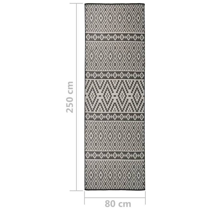 Tapis à tissage plat d'extérieur 80x250 cm Rayures noires - Photo n°6