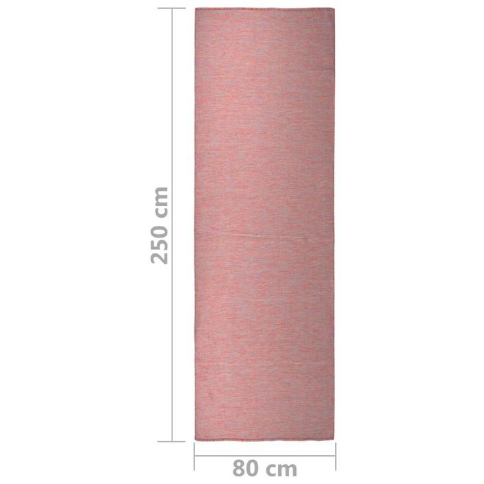 Tapis à tissage plat d'extérieur 80x250 cm Rouge - Photo n°6