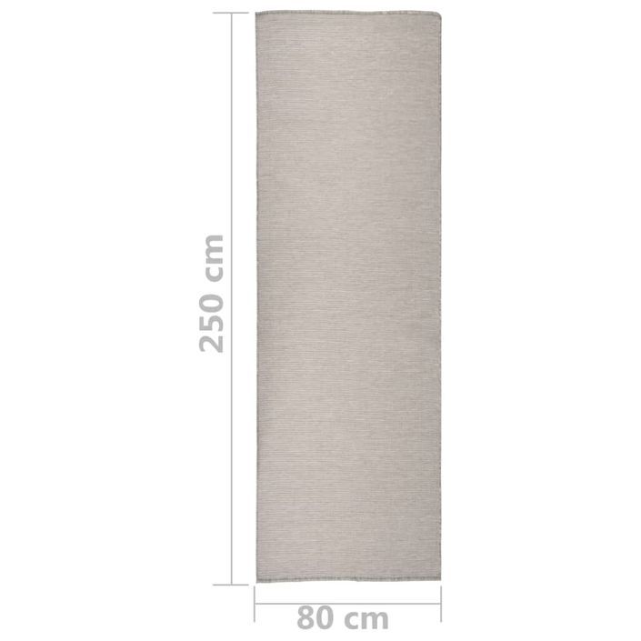 Tapis à tissage plat d'extérieur 80x250 cm Taupe - Photo n°6