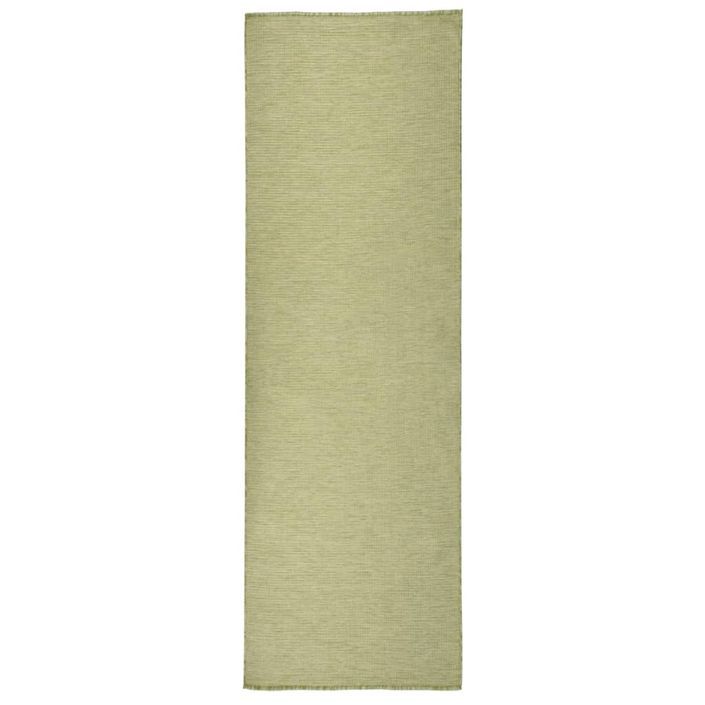 Tapis à tissage plat d'extérieur 80x250 cm Vert - Photo n°1