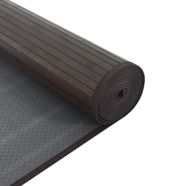 Tapis carré marron foncé 100x100 cm bambou - Photo n°5