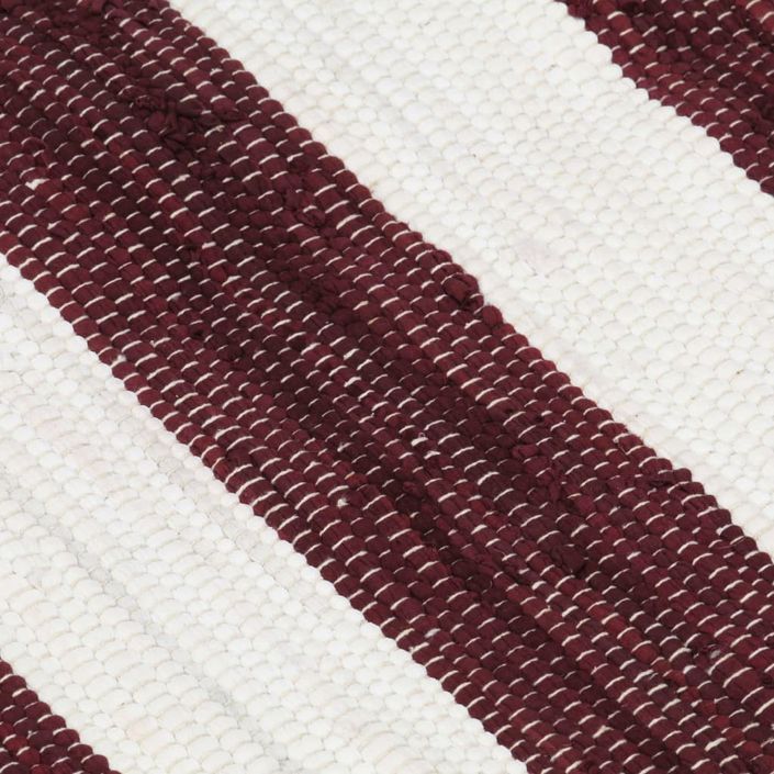 Tapis chindi tissé à la main Coton 160x230 cm Bordeaux et blanc - Photo n°2