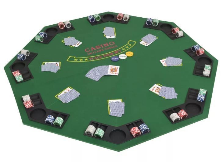 Tapis de jeu de poker octogonal 8 joueurs vert Winner - Photo n°1