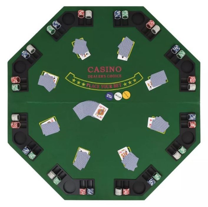 Tapis de jeu de poker octogonal 8 joueurs vert Winner - Photo n°3
