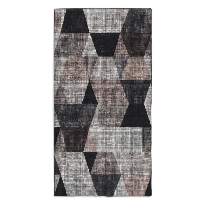 Tapis de Salon - Motif géométrique - Gris - 100% polyester - 120 x 160 cm - Intérieur - NAZAR - Photo n°5
