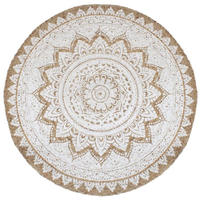 Tapis de sol Jute tressée imprimée 210 cm Rond - Photo n°1