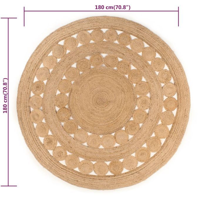 Tapis Design tressé Jute 180 cm Rond - Photo n°6