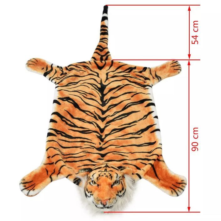 Tapis en peluche en forme de tigre 144 cm Marron - Photo n°4