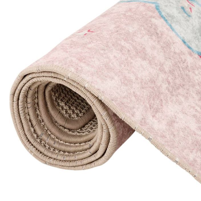 Tapis enfants rose 160x230 cm licorne antidérapant lavable - Photo n°5