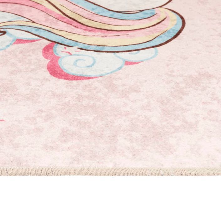 Tapis enfants rose 160x230 cm licorne antidérapant lavable - Photo n°6