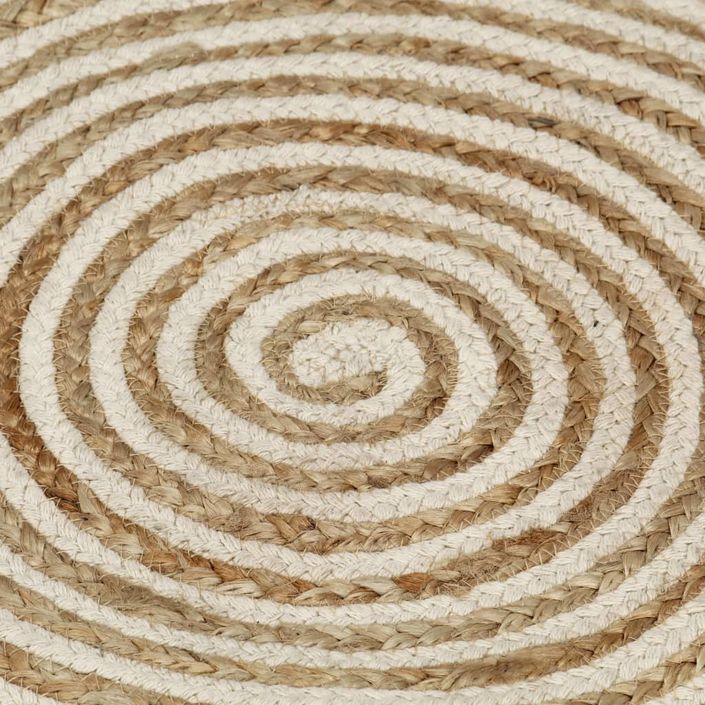 Tapis fait à la main Jute avec design de spirale Blanc 120 cm - Photo n°2