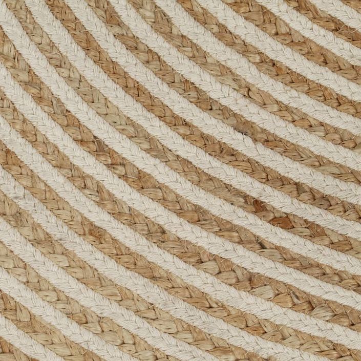 Tapis fait à la main Jute avec design de spirale Blanc 150 cm - Photo n°3