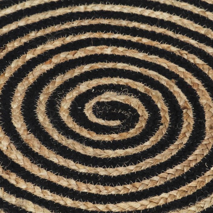 Tapis fait à la main Jute avec design de spirale Noir 120 cm - Photo n°2